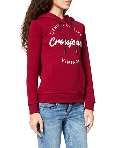 Cross Jeans Damska bluza z kapturem, winny, L
