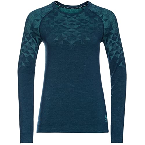 Odlo Damski Kinship ciepły L/S Base Layer Top, Blue Wing Turkusowy Melange, M