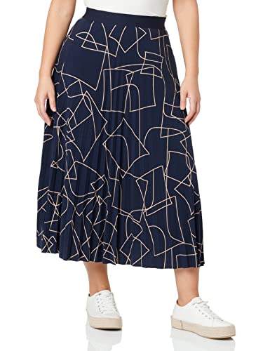 TOM TAILOR Damski Midi plisowana spódnica 1032546, 30195 - Navy Beige Abstract Design, 42