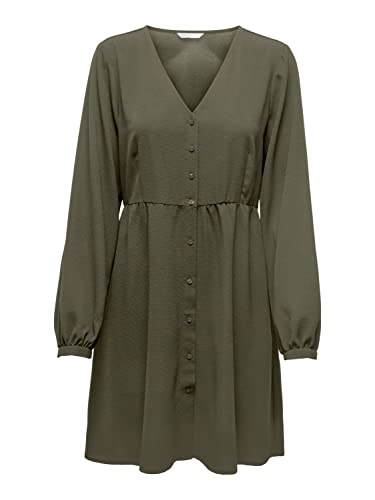 ONLY Women's Onlnova Life L/S THEA Button Dress Sukienka SOLID, Kalamata, S, Kalamata, S