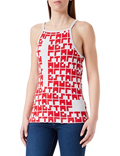 G-STAR RAW Women's Printed Tank top Cropped Ultra Slim T-shirt, wielokolorowy (Oyster Mushroom/Acid red Tetris D263-D966), M, Wielokolorowy (Oyster Mushroom/Acid Red Tetris D263-d966), M