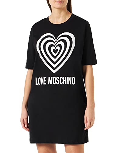 Love Moschino Damska sukienka z krótkim rękawem, komfortowy krój, czarny, 40