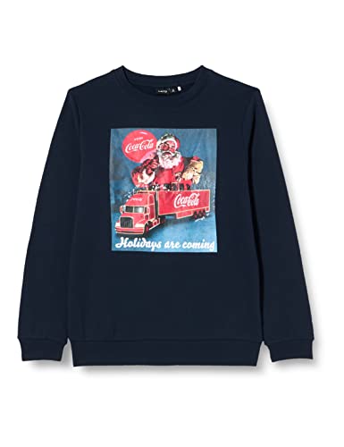 NAME IT Bluza chłopięca Nlmoluf Cocacola Sweat Unb Bfu, Navy Blazer/Szczegóły: truck, 152