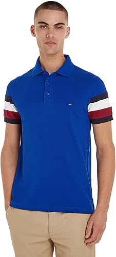 Tommy Hilfiger Męska koszulka polo z rękawem MONOTYPE RWB Slim S/S, ultra niebieska, XS, Ultraniebieski, XS