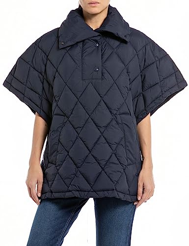 Replay Damska kamizelka pikowana, niebieski (Midnight Blue 173), L, 173 Midnight Blue, L