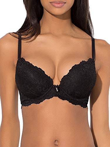 Smart & Sexy Damski biustonosz Push Up z fiszbinami z fiszbinami, czarny odcień, 32 B