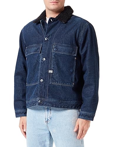 G-STAR RAW Męska kurtka Utility Flap Pocket Sherpa Denim, Niebieski (D23595-D317-G114 worn in kingfisher), M
