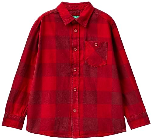 United Colors of Benetton Koszula męska Dla dzieci i młodzieży, Quadri Rosso E Bordeaux 902, 120
