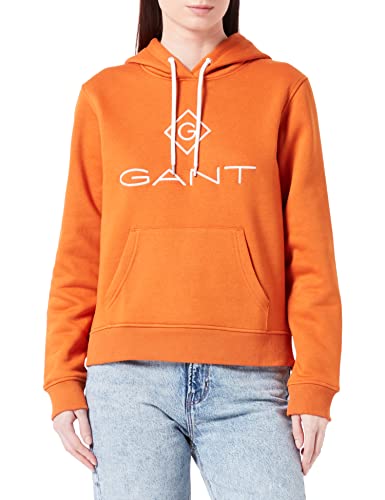 GANT Damska bluza z kapturem Lock Up, złoty pomarańczowy, S