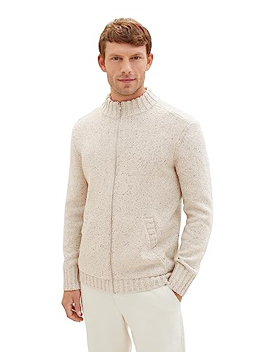 TOM TAILOR Męska kurtka z dzianiny, 32734 - Beżowa struktura Lufalfa Fancy Structure, 3XL