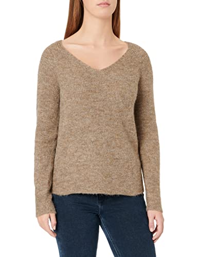 PIECES Damski sweter z dekoltem w serek NOOS BC, Fossil, S
