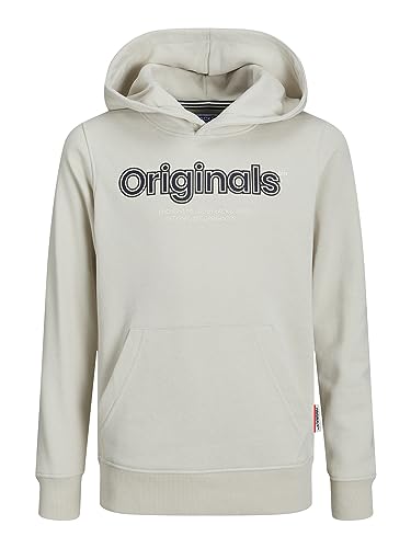 JACK&JONES JUNIOR Chłopięca bluza z kapturem Jorlakewood Sweat Hood Bf Jnr, Moonbeam/szczegóły: jj Print, 152