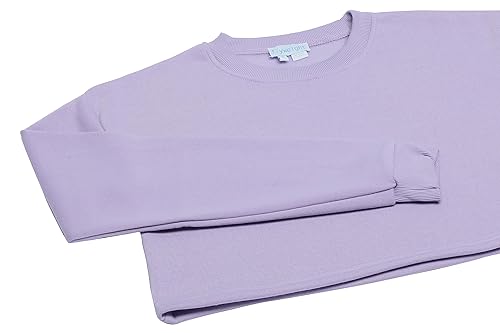 Hoona Damska bluza z długim rękawem ze 100% poliestru, z okrągłym dekoltem, lawendowa, rozmiar S, lawendowy, S