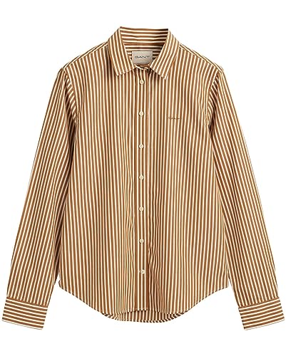 GANT Damska bluzka w paski Reg Poplin, Cinnamon Brown, 32