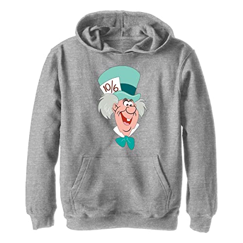 Disney Chłopięca bluza z kapturem z dużą twarzą Mad Hatter, Athletic Heather, S