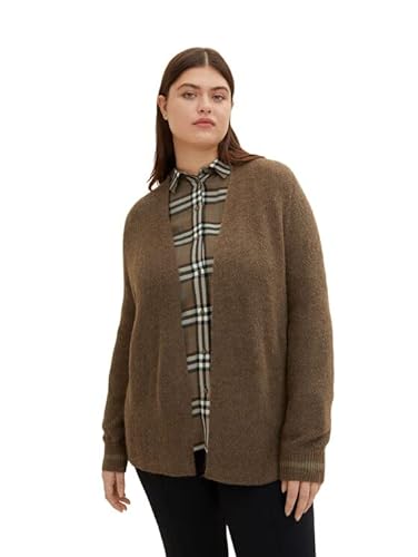 TOM TAILOR Damski Kardigan plus size 1035029, 30668 - Tarmac Khaki Melange, 50