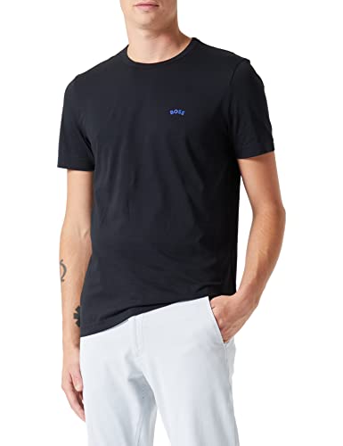 BOSS Męski t-shirt z zakrzywionym splotem, Dark Blue403, M