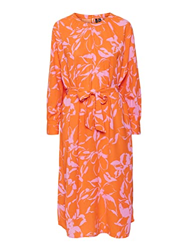 VERO MODA Women's VMPOLLIANA Inge LS Calf Dress WVN GA sukienka, Scarlet Ibis/AOP: Polliana, S, Scarlet Ibis/Aop: polliana, S