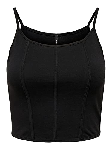 Bestseller A/S Damski Onlnew KIRA S/L Box JRS Top, Black/Detail:gorset, XL, Czarny/szczegóły: gorset, XL