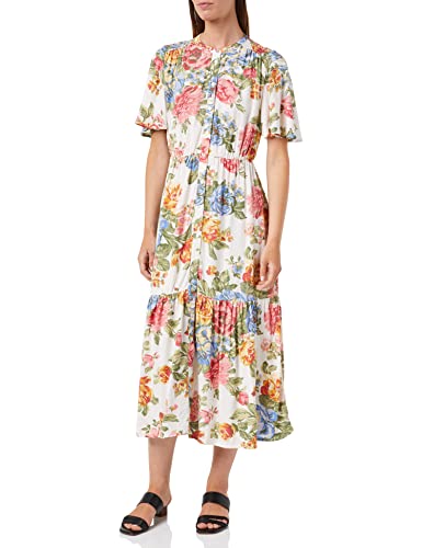 Springfield Damska sukienka midi w kwiaty, beżowa, 10, BEŻOWY, 64