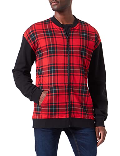 HUGO Męska kurtka z zamkiem błyskawicznym Checked College Jack, Open Pink691, XL