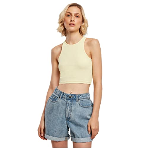 Urban Classics Damska górna część damska Cropped Rib Top, bez brzucha damski top z prążkowanego materiału, dostępny w 7 wariantach kolorystycznych, rozmiary XS -5XL, Softyellow, 4XL