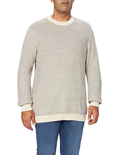 SELECTED HOMME Sweter męski w paski, biały (Bone White), L