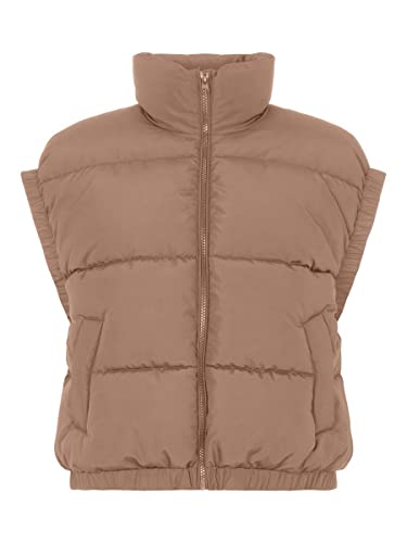 PIECES Damska kamizelka Pcellander Short Puffer Vest, Café Au Lait, M