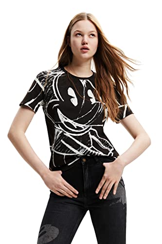 Desigual Damska koszulka z krótkim rękawem, czarny, XL