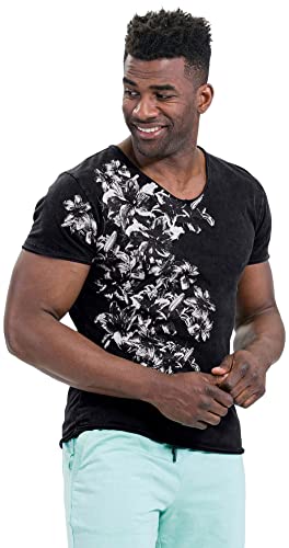 KEY LARGO Męski T-shirt Magic z dekoltem w serek, czarny (1121), S