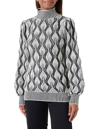 CARNEA Damski sweter z dzianiny 10425115-CA04, wełniany biały czarny, XL/XXL, wełniany biały czarny, XL-XXL