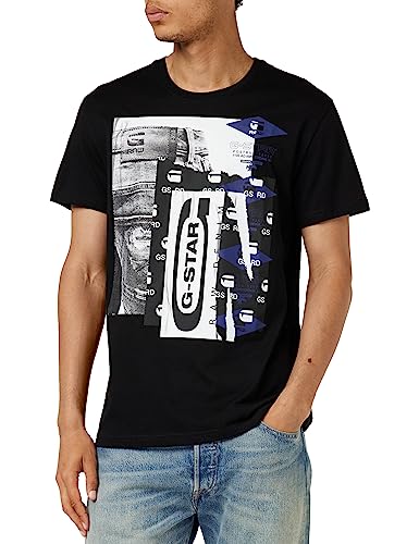 G-STAR RAW Męski T-Shirt Denim Graphic, Czarny (Dk Black D24697-336-6484), L