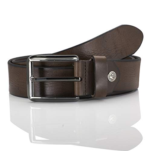 LINDENMANN Pasek męski z pełnej skóry bydlęcej, szerokość 40 mm i grubość 3,5 mm - 4 mm, możliwość skrócenia, pasek, pasek skórzany, pasek dżinsowy, czarny, ciemnobrązowy, 100