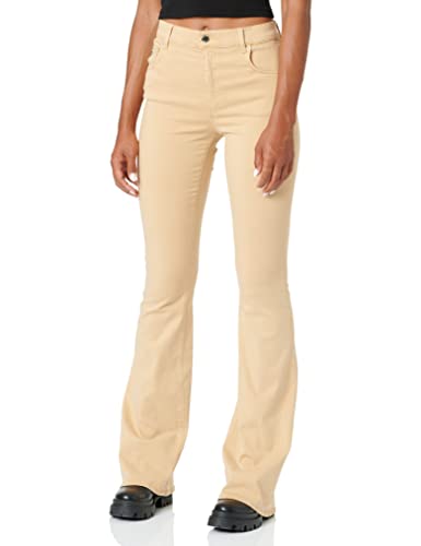 Love Moschino Spodnie damskie z błyszczącym czarnym logo, Rust Light Brown, 32