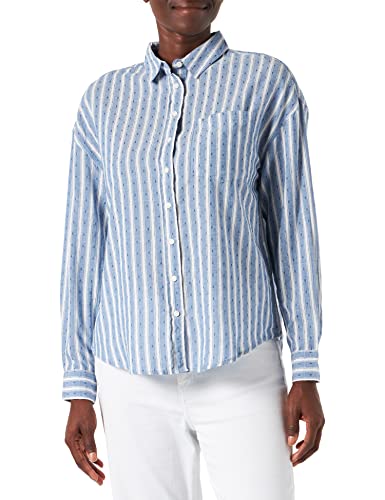 Springfield Damska koszula Camisa Manga Larga Oversize, niebieski (Azul Medio)., L