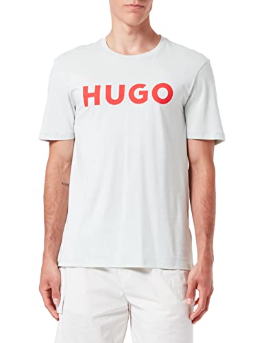 HUGO Męski t-shirt Dulivio Regular-Fit z bawełnianego dżerseju z kontrastowym logo, Light/Pastel Green331, M