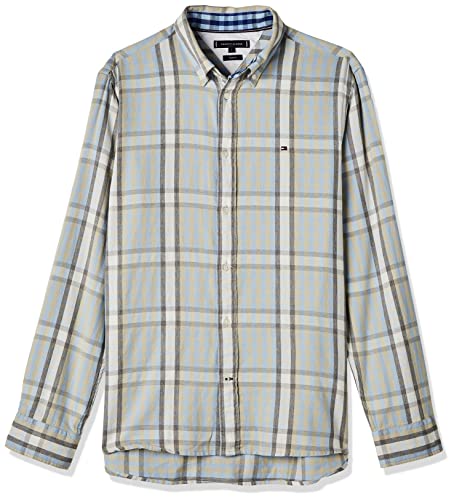 Tommy Hilfiger Męska koszula flanelowa o średniej skali Chk Rf na co dzień, Breezy Blue/Jasny Silt/Multi, XXL, Niebieski bryzowy/jasny muł/Multi, XXL