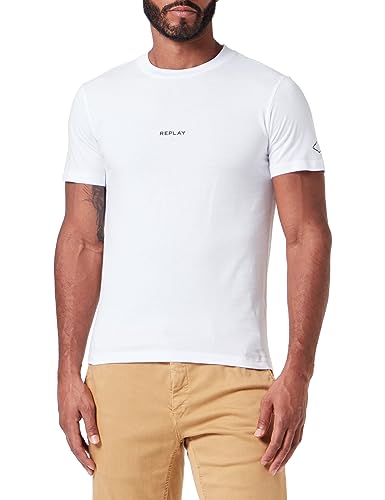 Replay T-shirt męski, Biały 001, XS