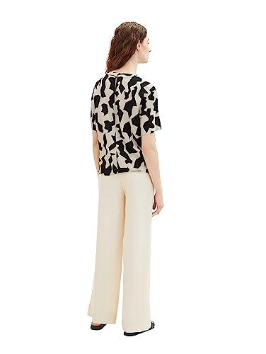 TOM TAILOR T-shirt damski bluzka, 32145 - Black Big Abstract Design, 40