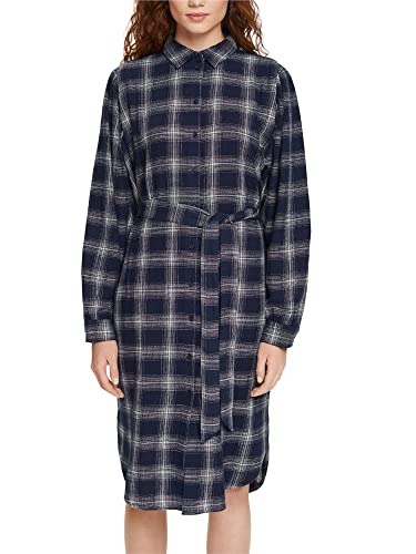 ESPRIT 092EE1E307 sukienka koszulowa z wzorem w kratkę, Navy, 38