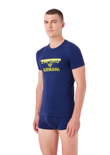 Emporio Armani Męski T-shirt + Trunk Megalogo Underwear, niebieski (Ink), M