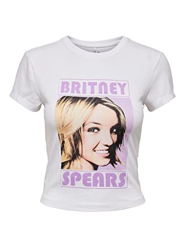 ONLY Women's ONLBRITNEY Spears S/S TOP JRS T-Shirt, Bright White/Print:Face, L