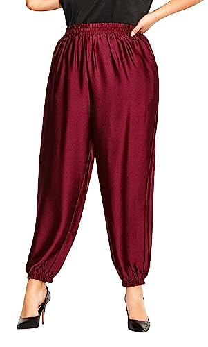 CITY CHIC Damskie spodnie plus size Relaxed Class Casual, Sangria, 40-Du?e rozmiary