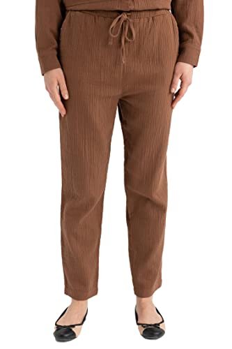 DeFacto Damskie spodnie do biegania z dzianiny na co dzień – standardowy krój, spodnie do joggingu, damskie spodnie do joggingu, dres do joggingu, brązowy, 44