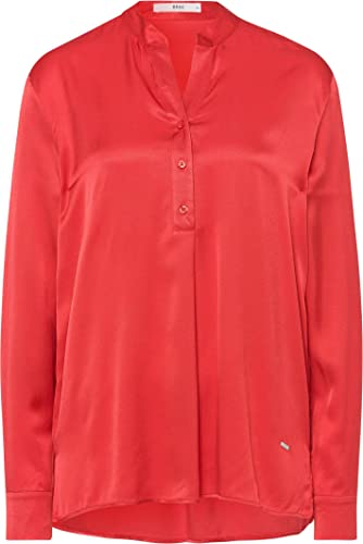 BRAX Damska bluzka w stylu Velvet Viscose Printed Blue Planet, bluzka damska z lejącej wiskozy, gładka czerwień (Smooth RED), 40