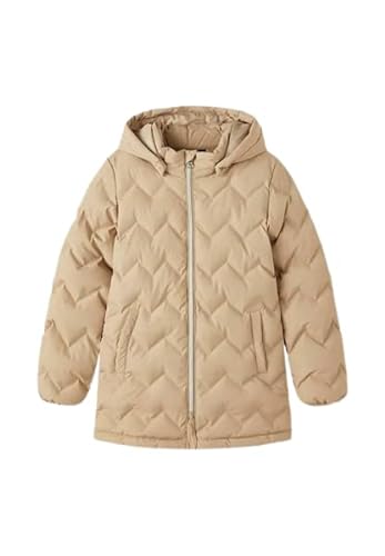 NAME IT Baby Girls NMFMALENE Puffer Jacket Camp kurtka, srebrny Mink, 86, silver mink, 86 cm