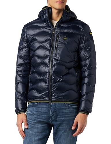 Blauer Kurtki Krótkie Wyściełane Pióro Kurtka Mężczyźni, 888 Niebieski, 3XL