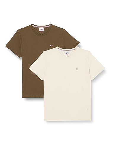 Tommy Jeans Dzianinowe topy S/S, Papier gazetowy/ciemnozielony oliwkowy, XXL