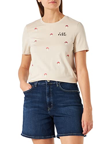 ONLY Women's ONLKITA REG S/S FUNGING Box JRS Top, Pumice Stone/AOP: Fungi, S