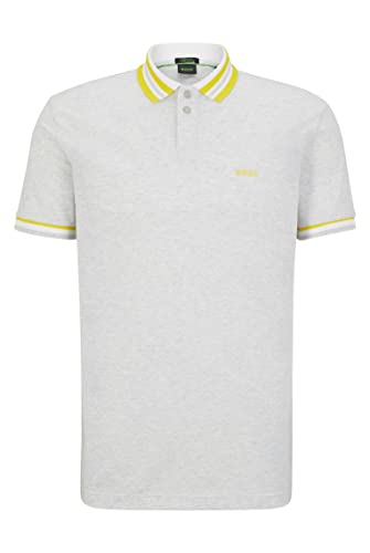 BOSS Męska koszulka polo Paddy 2 z bawełny piqué z prążkowanymi paskami, szary jasny pastelowy (Light/Pastel Grey), 6XL